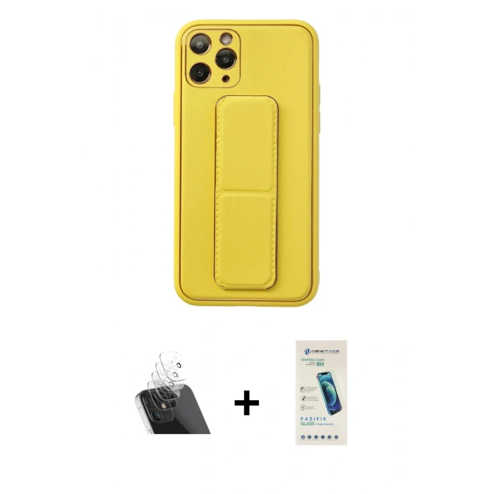 MARSİLYAN™- iPhone 11 Pro Kılıf Akış Doku - Şeffaf Pasifik Cam Ekran Koruyucu + Kamera Lens Koruma Cam - SF