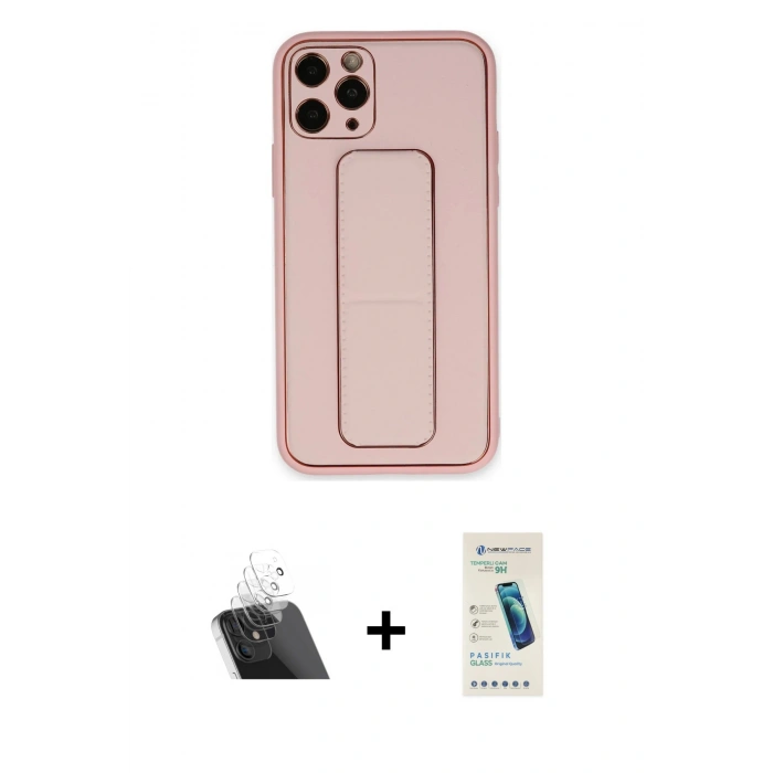MARSİLYAN™- iPhone 11 Pro Kılıf Akış Doku - Şeffaf Pasifik Cam Ekran Koruyucu + Kamera Lens Koruma Cam - SF