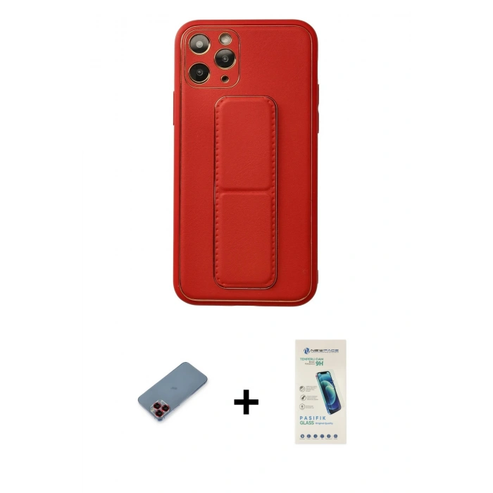 MARSİLYAN™- iPhone 11 Pro Kılıf Akış Doku - Şeffaf Pasifik Cam Ekran Koruyucu + Metal Kamera Lens Koruma Cam - KI