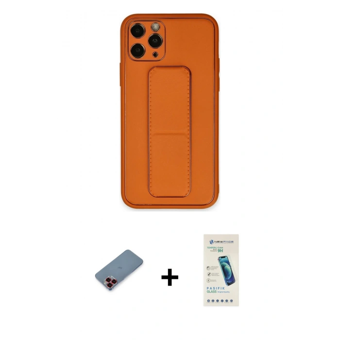 MARSİLYAN™- iPhone 11 Pro Kılıf Akış Doku - Şeffaf Pasifik Cam Ekran Koruyucu + Metal Kamera Lens Koruma Cam - KI
