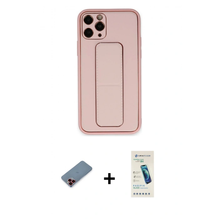 MARSİLYAN™- iPhone 11 Pro Kılıf Akış Doku - Şeffaf Pasifik Cam Ekran Koruyucu + Metal Kamera Lens Koruma Cam - KI