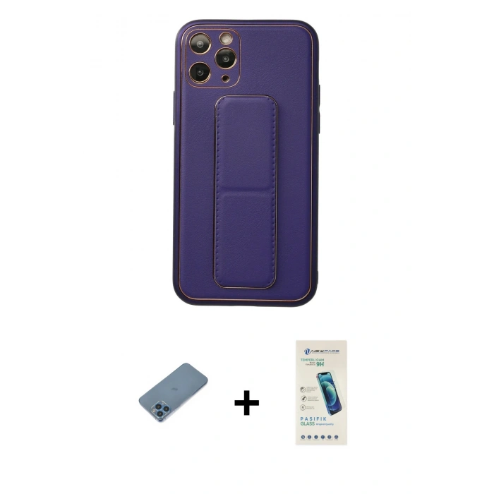 MARSİLYAN™- iPhone 11 Pro Kılıf Akış Doku - Şeffaf Pasifik Cam Ekran Koruyucu + Shine Kamera Lens Koruma Cam - MI