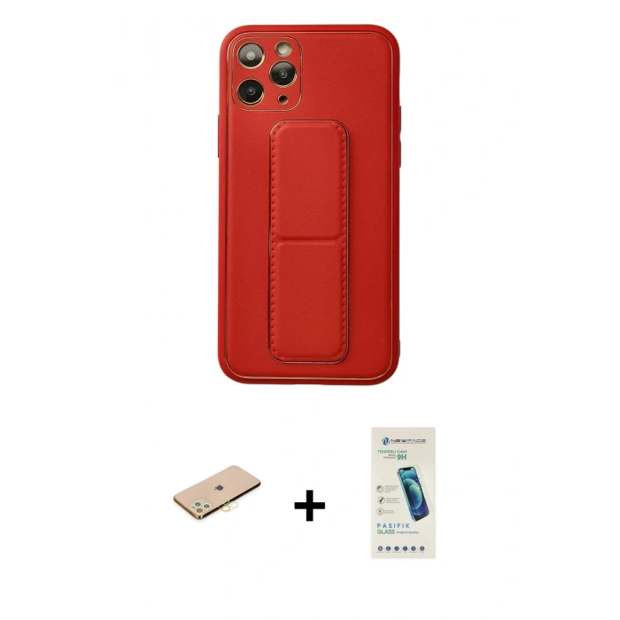 MARSİLYAN™- iPhone 11 Pro Kılıf Akış Doku - Şeffaf Pasifik Cam Ekran Koruyucu + Renkli Kamera Lens Koruma Cam - PE