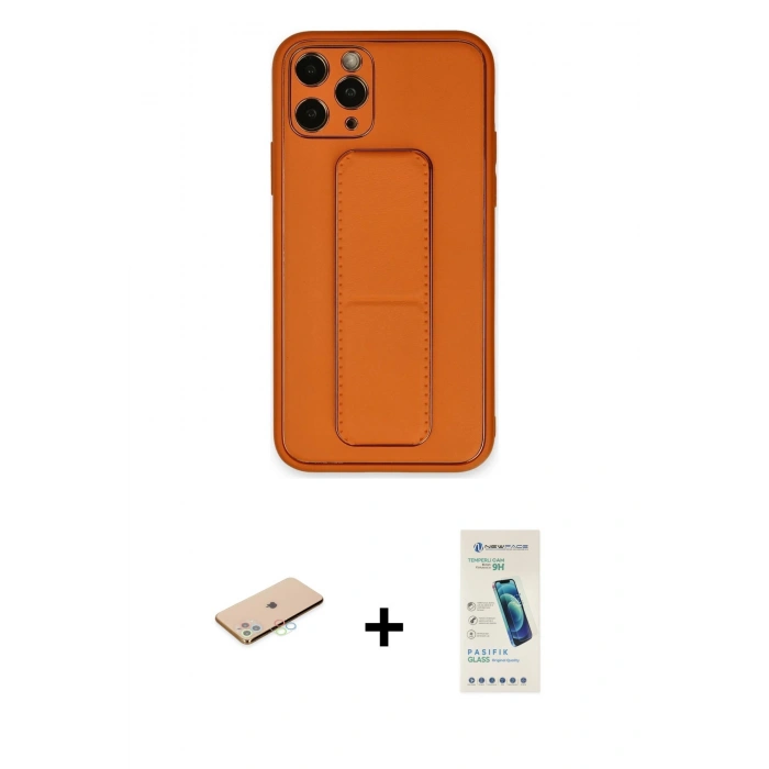 MARSİLYAN™- iPhone 11 Pro Kılıf Akış Doku - Şeffaf Pasifik Cam Ekran Koruyucu + Renkli Kamera Lens Koruma Cam - MI