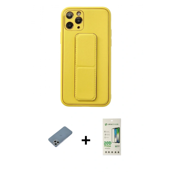 MARSİLYAN™- iPhone 11 Pro Kılıf Akış Doku - Siyah 20D Premium Cam Ekran Koruyucu + Shine Kamera Lens Koruma Cam - GS