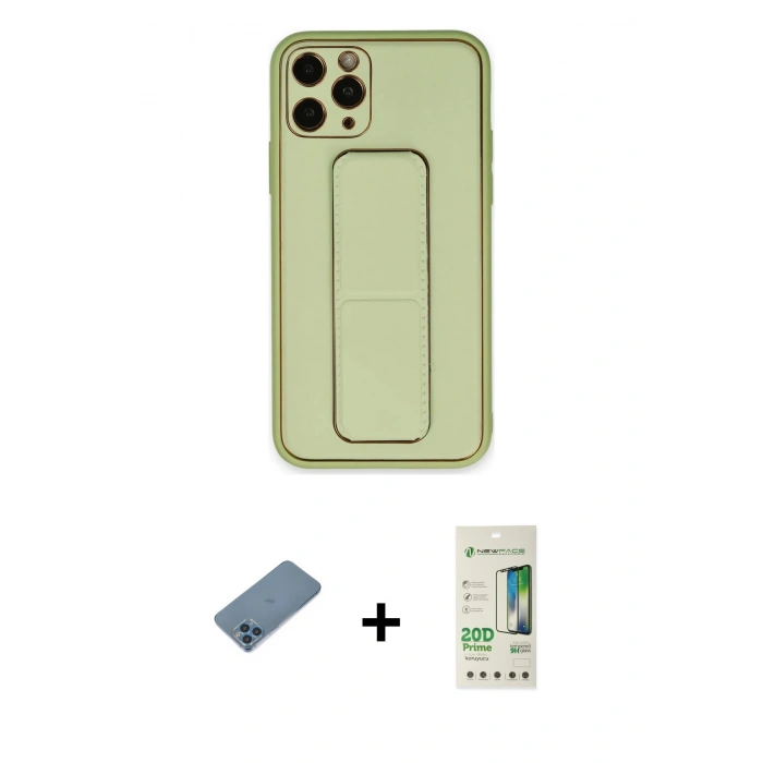MARSİLYAN™- iPhone 11 Pro Kılıf Akış Doku - Siyah 20D Premium Cam Ekran Koruyucu + Shine Kamera Lens Koruma Cam - MI
