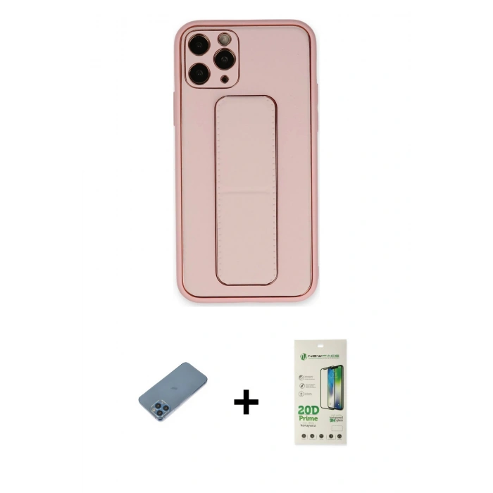 MARSİLYAN™- iPhone 11 Pro Kılıf Akış Doku - Siyah 20D Premium Cam Ekran Koruyucu + Shine Kamera Lens Koruma Cam - MI