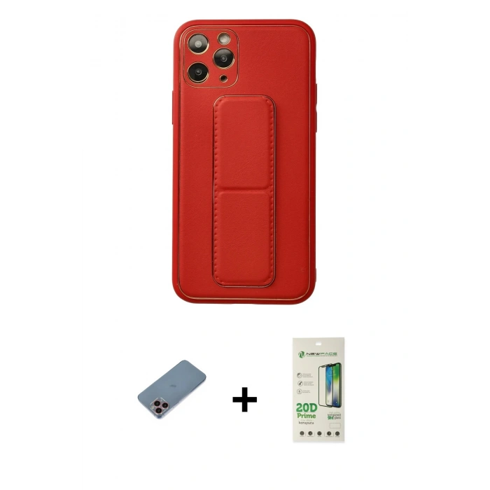 MARSİLYAN™- iPhone 11 Pro Kılıf Akış Doku - Siyah 20D Premium Cam Ekran Koruyucu + Shine Kamera Lens Koruma Cam - PE