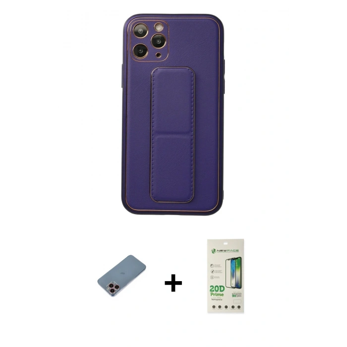 MARSİLYAN™- iPhone 11 Pro Kılıf Akış Doku - Siyah 20D Premium Cam Ekran Koruyucu + Shine Kamera Lens Koruma Cam - PE