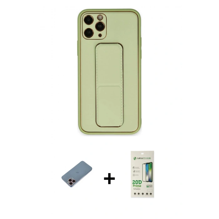 MARSİLYAN™- iPhone 11 Pro Kılıf Akış Doku - Siyah 20D Premium Cam Ekran Koruyucu + Shine Kamera Lens Koruma Cam - PE