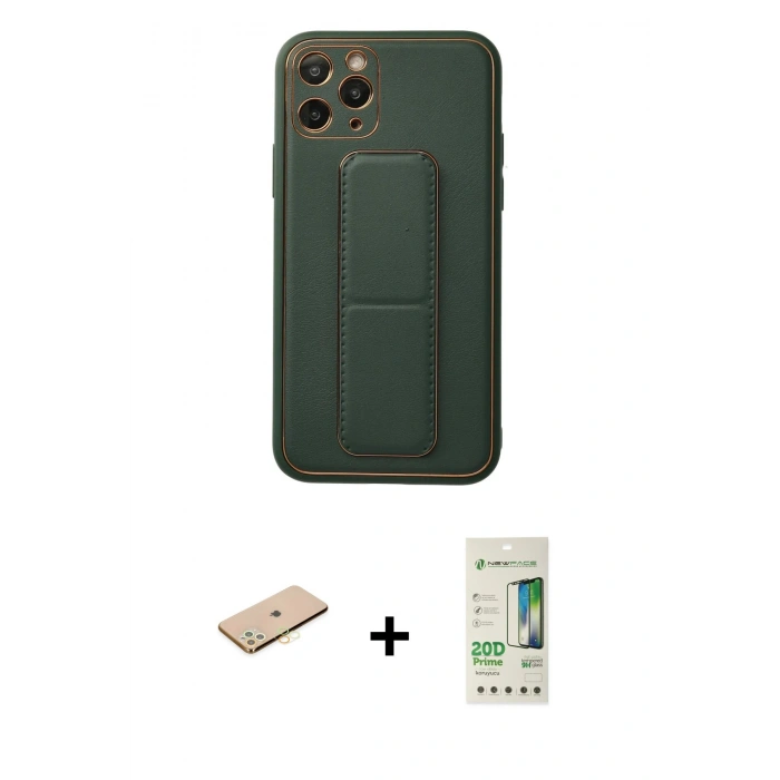 MARSİLYAN™- iPhone 11 Pro Kılıf Akış Doku - Siyah 20D Premium Cam Ekran Koruyucu + Renkli Kamera Lens Koruma Cam - PE
