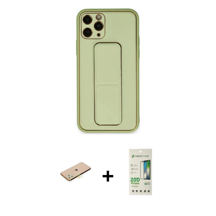 MARSİLYAN™- iPhone 11 Pro Kılıf Akış Doku - Siyah 20D Premium Cam Ekran Koruyucu + Renkli Kamera Lens Koruma Cam - SI