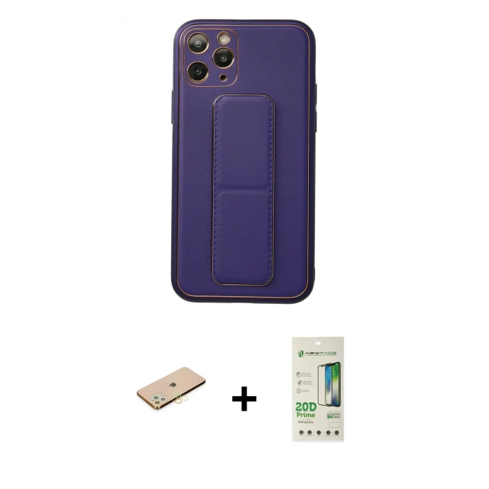 MARSİLYAN™- iPhone 11 Pro Kılıf Akış Doku - Siyah 20D Premium Cam Ekran Koruyucu + Renkli Kamera Lens Koruma Cam - SI