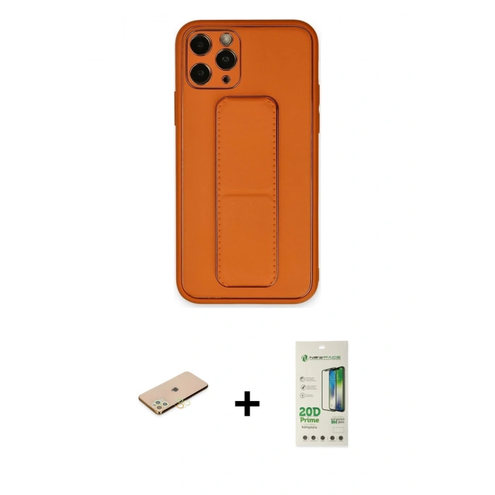MARSİLYAN™- iPhone 11 Pro Kılıf Akış Doku - Siyah 20D Premium Cam Ekran Koruyucu + Renkli Kamera Lens Koruma Cam - SI