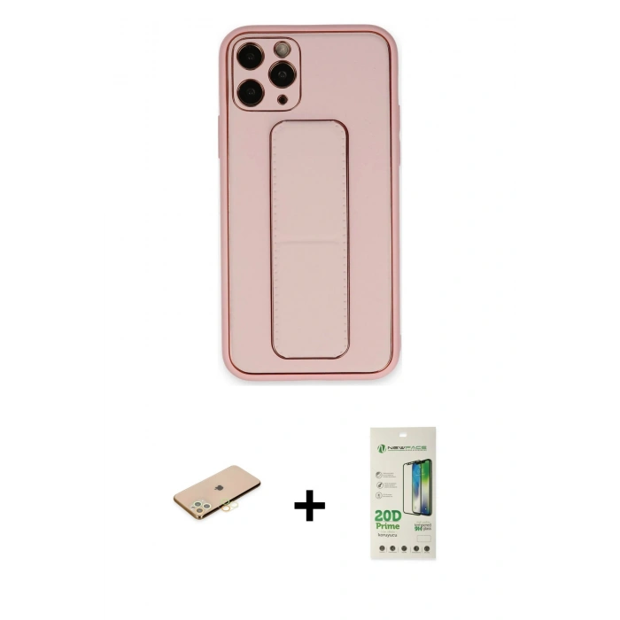 MARSİLYAN™- iPhone 11 Pro Kılıf Akış Doku - Siyah 20D Premium Cam Ekran Koruyucu + Renkli Kamera Lens Koruma Cam - SI