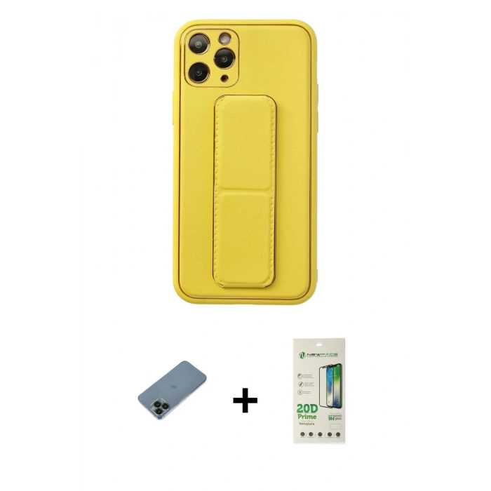 MARSİLYAN™- iPhone 11 Pro Kılıf Akış Doku - Siyah 20D Premium Cam Ekran Koruyucu + Siyah Shine Kamera Lens Koruma Cam