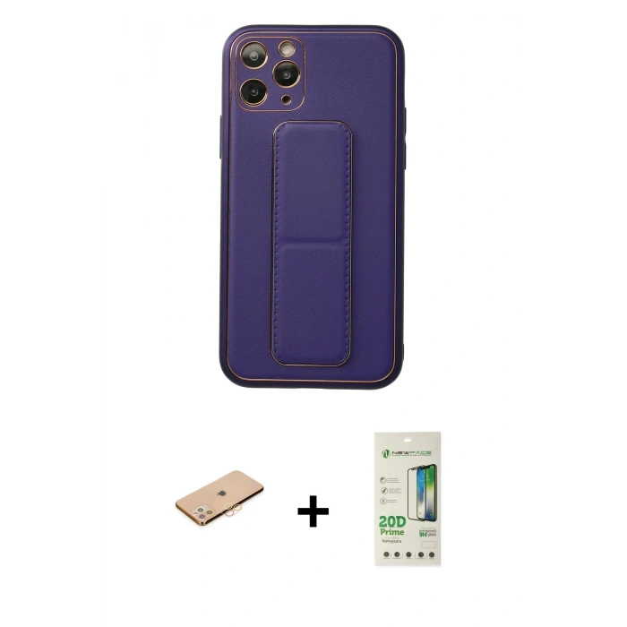 MARSİLYAN™- iPhone 11 Pro Kılıf Akış Doku - Siyah 20D Premium Cam Ekran Koruyucu + Renkli Kamera Lens Koruma Cam - TU