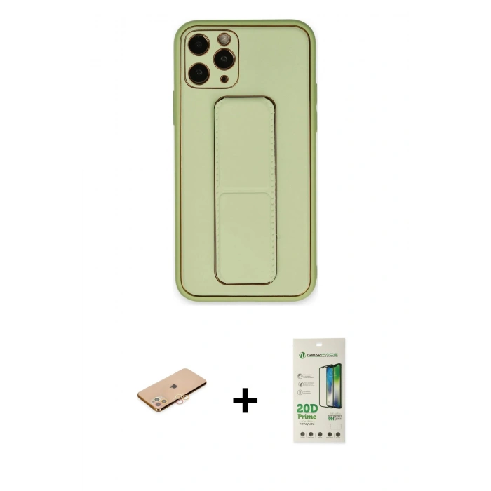 MARSİLYAN™- iPhone 11 Pro Kılıf Akış Doku - Siyah 20D Premium Cam Ekran Koruyucu + Renkli Kamera Lens Koruma Cam - TU