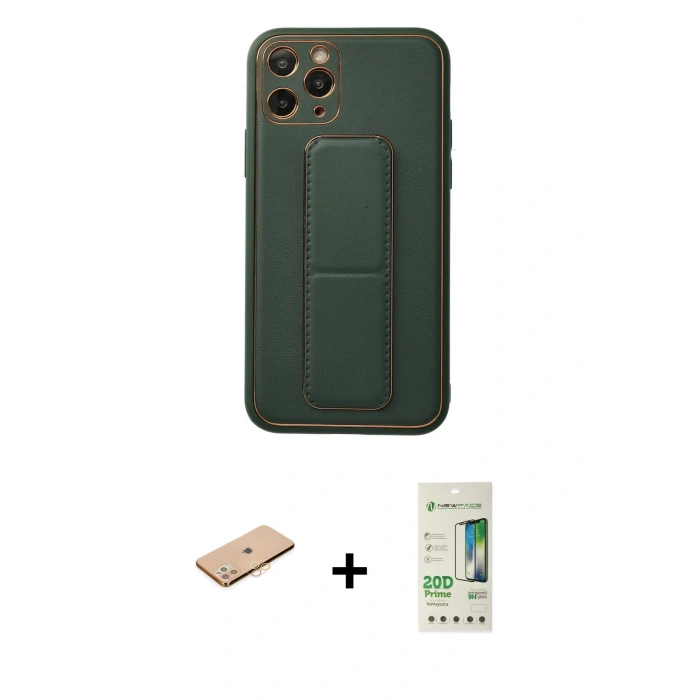 MARSİLYAN™- iPhone 11 Pro Kılıf Akış Doku - Siyah 20D Premium Cam Ekran Koruyucu + Renkli Kamera Lens Koruma Cam - TU