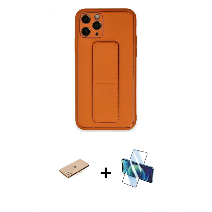 MARSİLYAN™- iPhone 11 Pro Kılıf Akış Doku - Siyah 3D Antistatik Cam Ekran Koruyucu + Renkli Kamera Lens Koruma Cam - TU