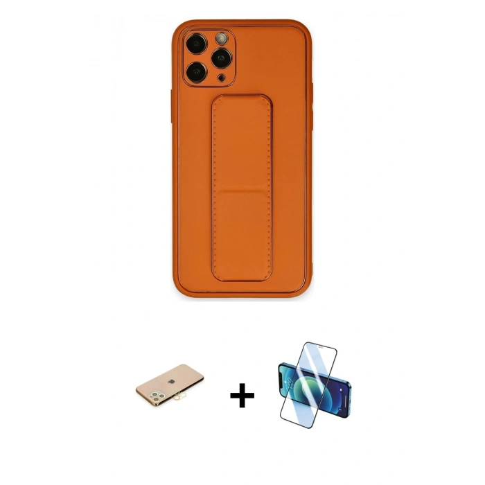 MARSİLYAN™- iPhone 11 Pro Kılıf Akış Doku - Siyah 3D Antistatik Cam Ekran Koruyucu + Renkli Kamera Lens Koruma Cam - SI