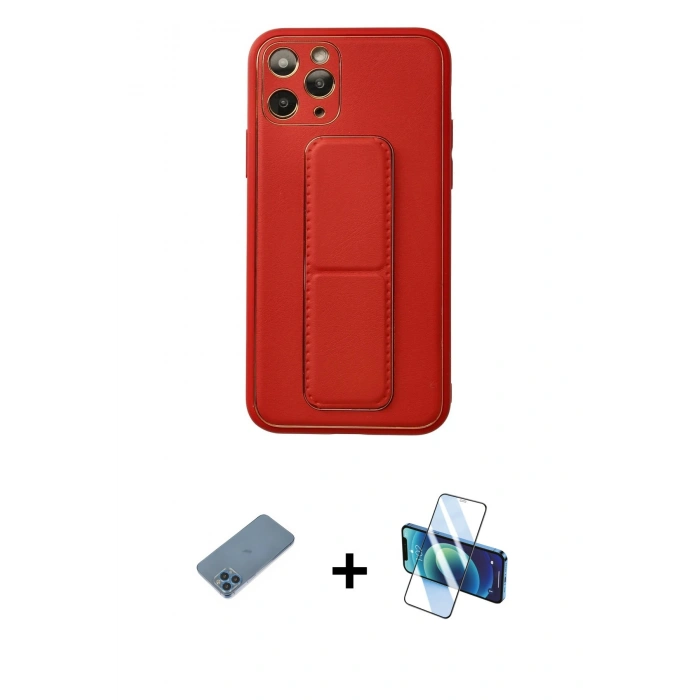 MARSİLYAN™- iPhone 11 Pro Kılıf Akış Doku - Siyah 3D Antistatik Cam Ekran Koruyucu + Shine Kamera Lens Koruma Cam - MI