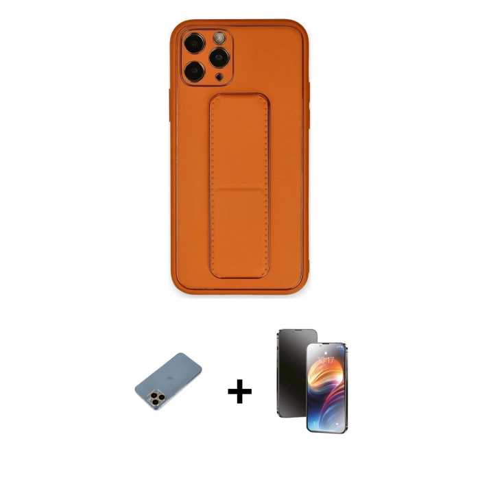 MARSİLYAN™- iPhone 11 Pro Kılıf Akış Doku - Siyah 3D Antistatik Mat Seramik Nano Ekran Koruyucu + Shine Kamera Lens Koruma Cam - GD