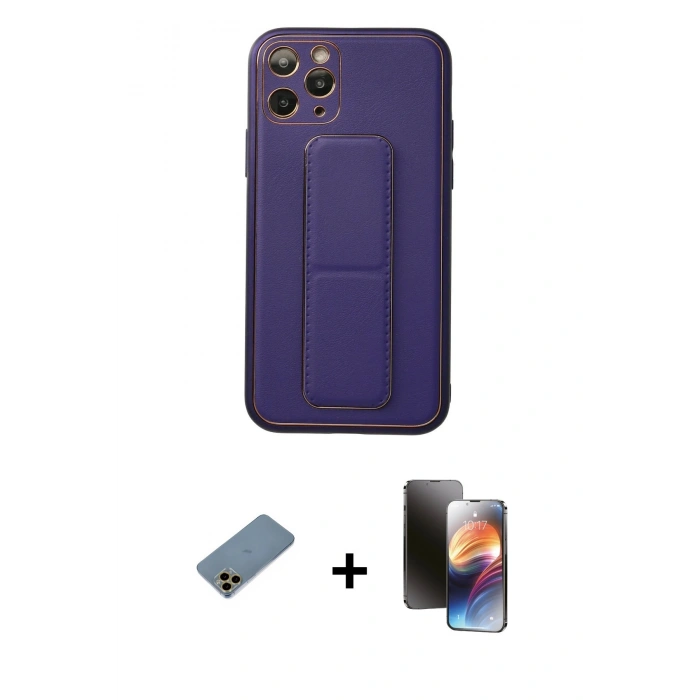 MARSİLYAN™- iPhone 11 Pro Kılıf Akış Doku - Siyah 3D Antistatik Mat Seramik Nano Ekran Koruyucu + Shine Kamera Lens Koruma Cam - GD