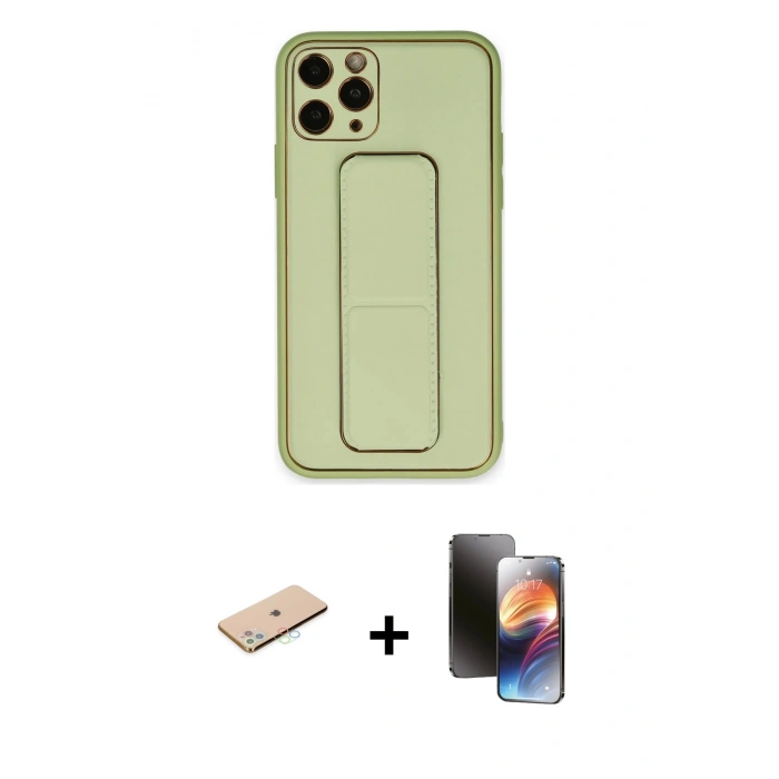 MARSİLYAN™- iPhone 11 Pro Kılıf Akış Doku - Siyah 3D Antistatik Mat Seramik Nano Ekran Koruyucu + Renkli Kamera Lens Koruma Cam - MI