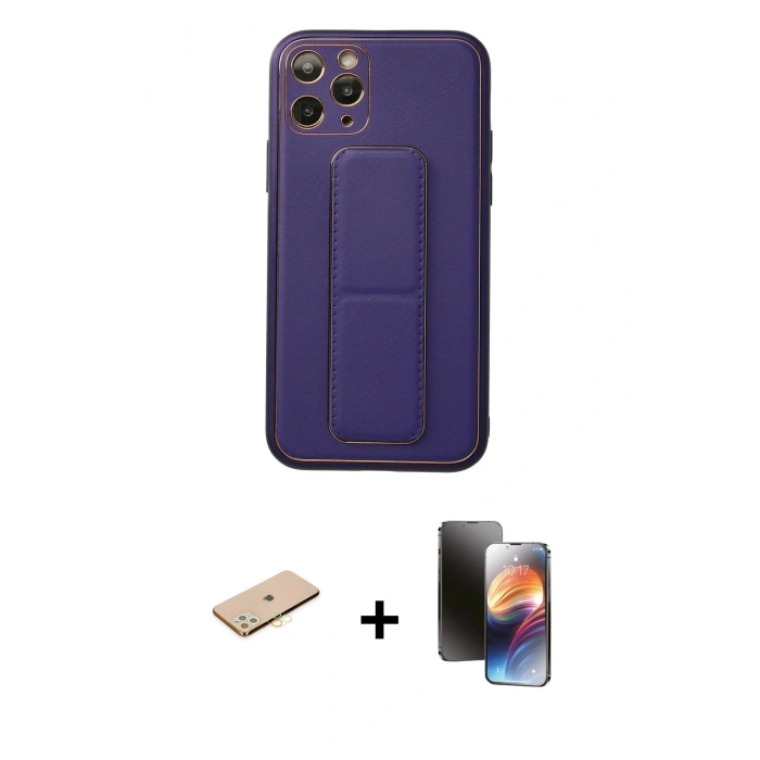 MARSİLYAN™- iPhone 11 Pro Kılıf Akış Doku - Siyah 3D Antistatik Mat Seramik Nano Ekran Koruyucu + Renkli Kamera Lens Koruma Cam - PE