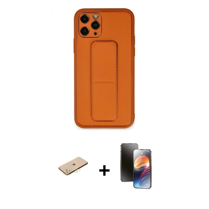 MARSİLYAN™- iPhone 11 Pro Kılıf Akış Doku - Siyah 3D Antistatik Mat Seramik Nano Ekran Koruyucu + Renkli Kamera Lens Koruma Cam - PE