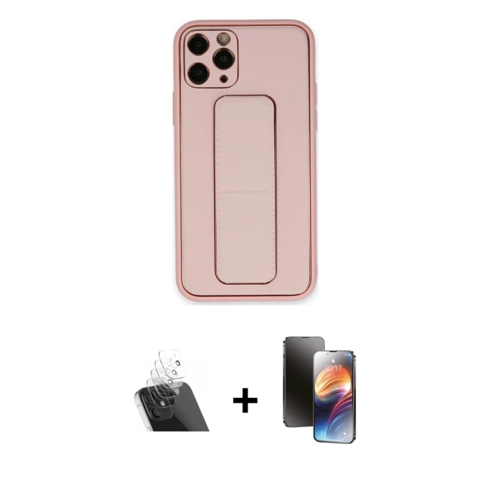 MARSİLYAN™- iPhone 11 Pro Kılıf Akış Doku - Siyah 3D Antistatik Mat Seramik Nano Ekran Koruyucu + Kamera Lens Koruma Cam - SF