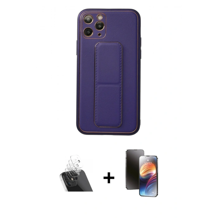 MARSİLYAN™- iPhone 11 Pro Kılıf Akış Doku - Siyah 3D Antistatik Mat Seramik Nano Ekran Koruyucu + Kamera Lens Koruma Cam - SF