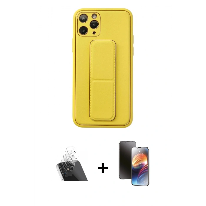 MARSİLYAN™- iPhone 11 Pro Kılıf Akış Doku - Siyah 3D Antistatik Mat Seramik Nano Ekran Koruyucu + Kamera Lens Koruma Cam - SF