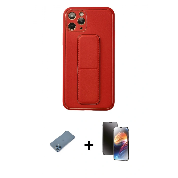MARSİLYAN™- iPhone 11 Pro Kılıf Akış Doku - Siyah 3D Antistatik Mat Seramik Nano Ekran Koruyucu + Shine Kamera Lens Koruma Cam - MI