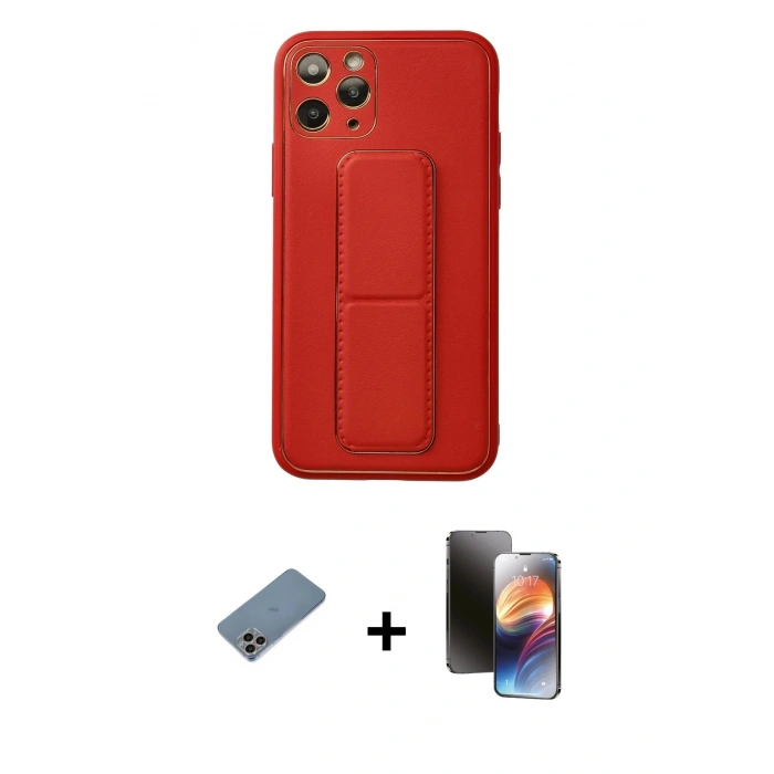 MARSİLYAN™- iPhone 11 Pro Kılıf Akış Doku - Siyah 3D Antistatik Mat Seramik Nano Ekran Koruyucu + Shine Kamera Lens Koruma Cam - GI