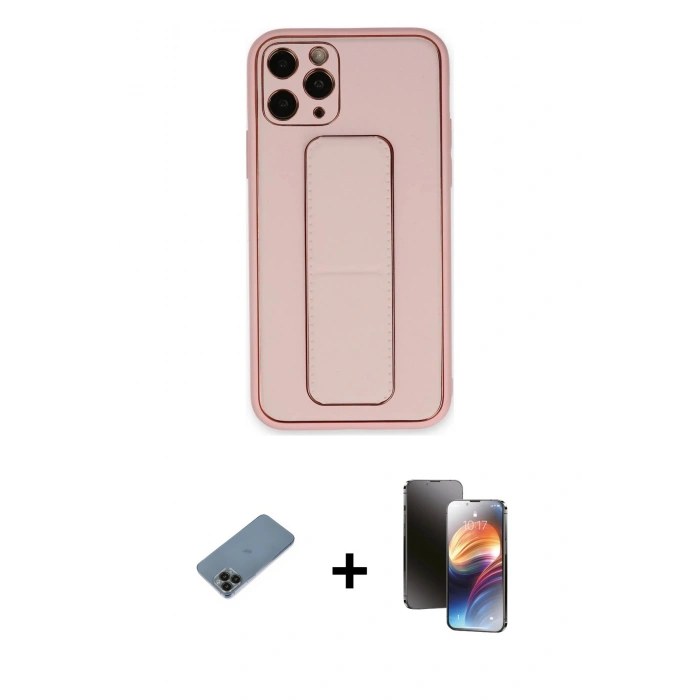 MARSİLYAN™- iPhone 11 Pro Kılıf Akış Doku - Siyah 3D Antistatik Mat Seramik Nano Ekran Koruyucu + Shine Kamera Lens Koruma Cam - SH