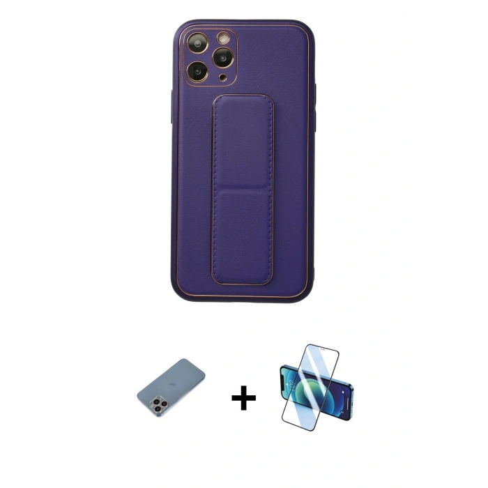 MARSİLYAN™- iPhone 11 Pro Kılıf Akış Doku - Siyah 3D Antistatik Seramik Nano Ekran Koruyucu + Shine Kamera Lens Koruma Cam - GI