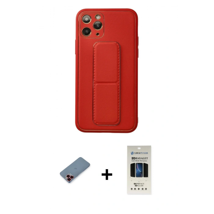 MARSİLYAN™- iPhone 11 Pro Kılıf Akış Doku - Siyah 5D Hayalet Cam Ekran Koruyucu + Metal Kamera Lens Koruma Cam - KI