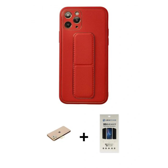 MARSİLYAN™- iPhone 11 Pro Kılıf Akış Doku - Siyah 5D Hayalet Cam Ekran Koruyucu + Renkli Kamera Lens Koruma Cam - PE