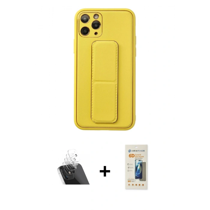 MARSİLYAN™- iPhone 11 Pro Kılıf Akış Doku - Siyah 6D Mat Seramik Hayalet Nano Ekran Koruyucu + Kamera Lens Koruma Cam - SF