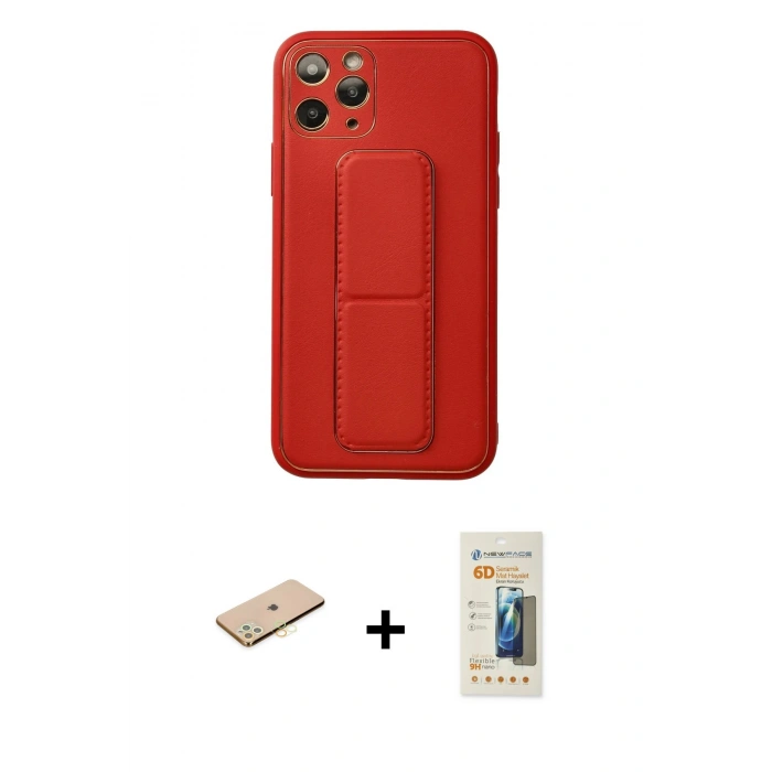 MARSİLYAN™- iPhone 11 Pro Kılıf Akış Doku - Siyah 6D Mat Seramik Hayalet Nano Ekran Koruyucu + Renkli Kamera Lens Koruma Cam - PE