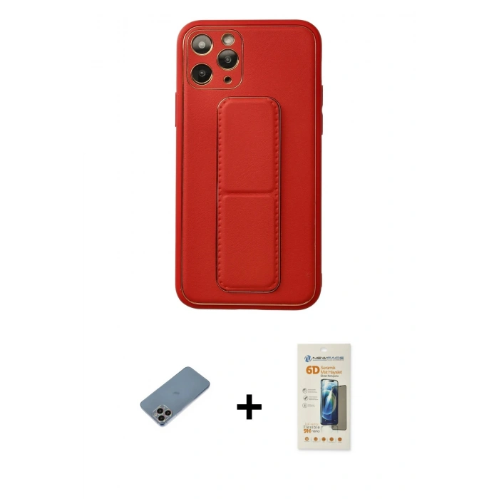 MARSİLYAN™- iPhone 11 Pro Kılıf Akış Doku - Siyah 6D Mat Seramik Hayalet Nano Ekran Koruyucu + Shine Kamera Lens Koruma Cam - GI