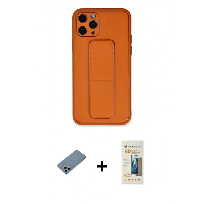 MARSİLYAN™- iPhone 11 Pro Kılıf Akış Doku - Siyah 6D Mat Seramik Hayalet Nano Ekran Koruyucu + Shine Kamera Lens Koruma Cam - SABE