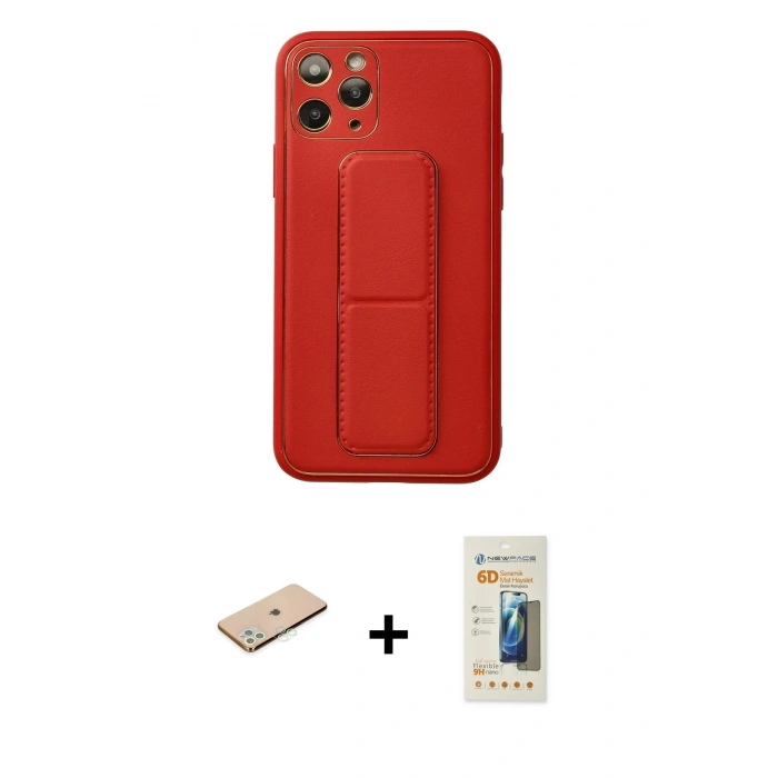 MARSİLYAN™- iPhone 11 Pro Kılıf Akış Doku - Siyah 6D Mat Seramik Hayalet Nano Ekran Koruyucu + Renkli Kamera Lens Koruma Cam - YL