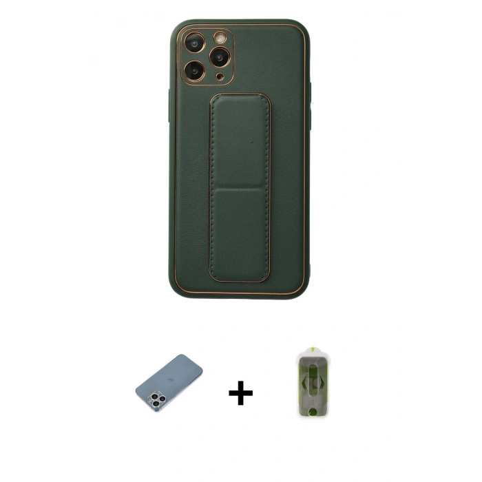 MARSİLYAN™- iPhone 11 Pro Kılıf Akış Doku - Siyah Joko Magic 5D Hayalet Cam + Shine Kamera Lens Koruma Cam - GS
