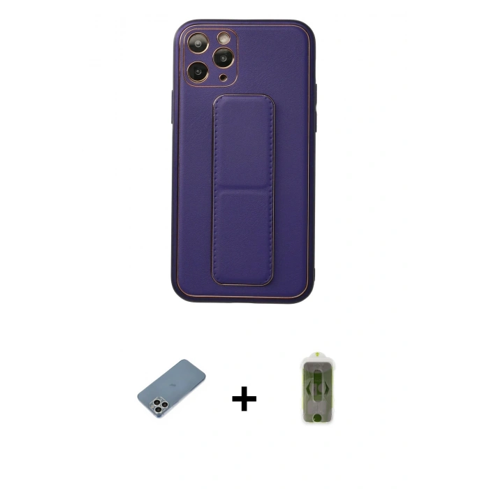 MARSİLYAN™- iPhone 11 Pro Kılıf Akış Doku - Siyah Joko Magic 5D Hayalet Cam + Shine Kamera Lens Koruma Cam - GS