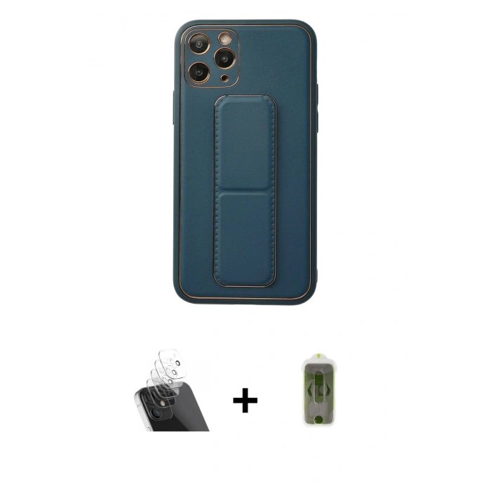 MARSİLYAN™- iPhone 11 Pro Kılıf Akış Doku - Siyah Joko Magic 5D Hayalet Cam + Kamera Lens Koruma Cam - SF