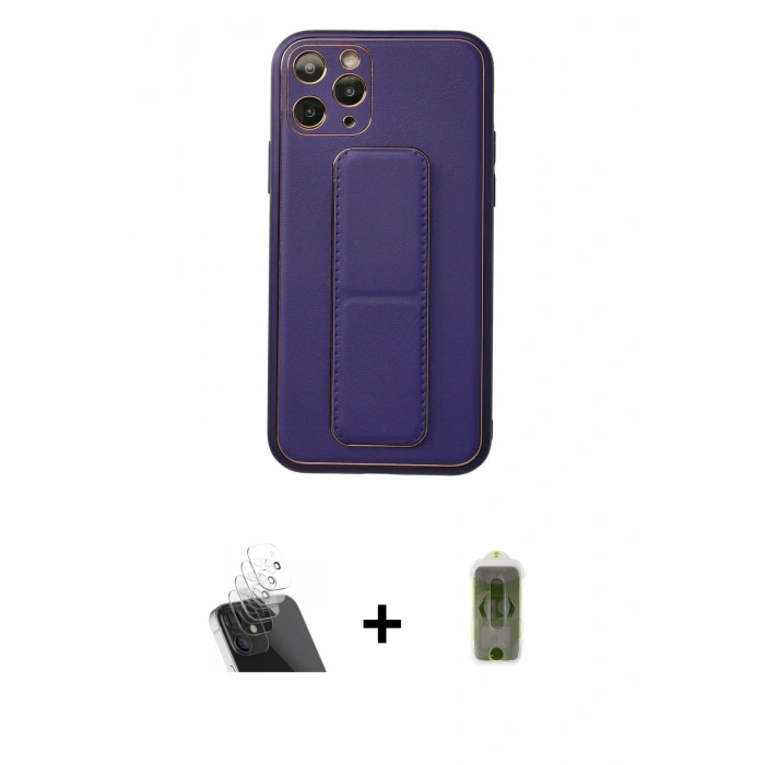 MARSİLYAN™- iPhone 11 Pro Kılıf Akış Doku - Siyah Joko Magic 5D Hayalet Cam + Kamera Lens Koruma Cam - SF