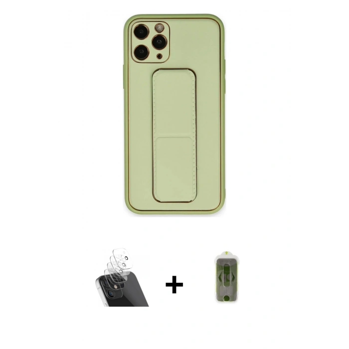 MARSİLYAN™- iPhone 11 Pro Kılıf Akış Doku - Siyah Joko Magic 5D Hayalet Cam + Kamera Lens Koruma Cam - SF